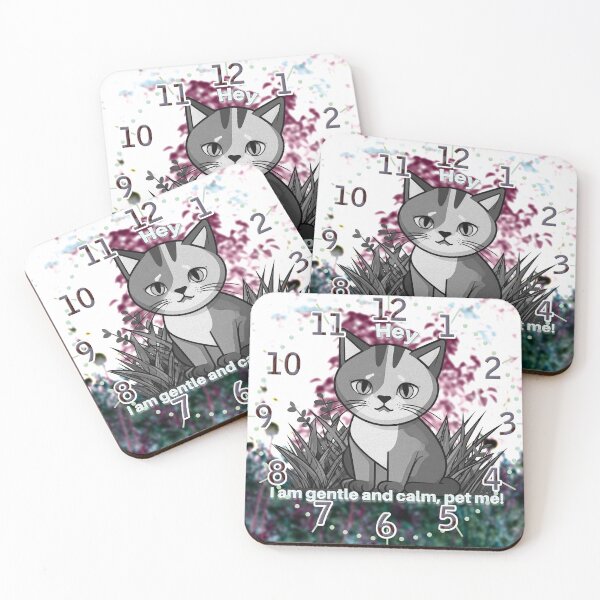 Item preview, Kind and Calm Cat, “Hey _ I am gentle and calm, pet me!” B&W (HRS) designed and sold by Alan-David.