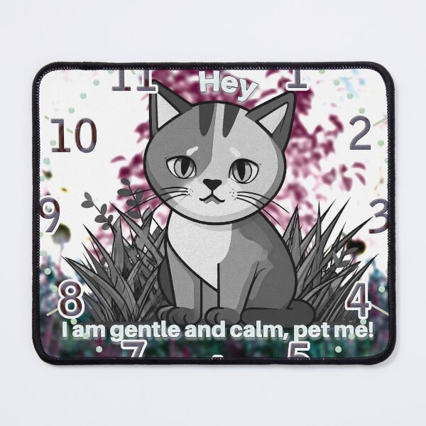 Item preview, Kind and Calm Cat, “Hey _ I am gentle and calm, pet me!” B&W (HRS) designed and sold by Alan-David.