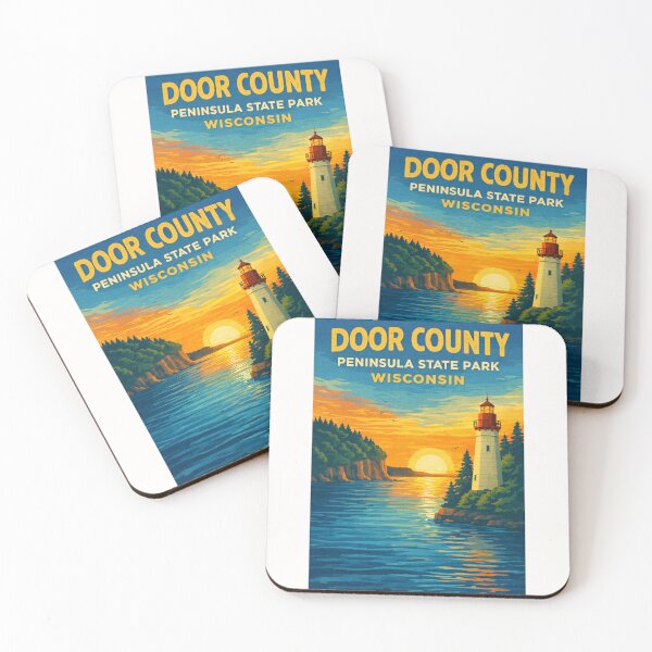 Item preview, Door County Wisconsin Peninsula State Park Lighthouse Lake Michigan Sunset designed and sold by Places On Earth.