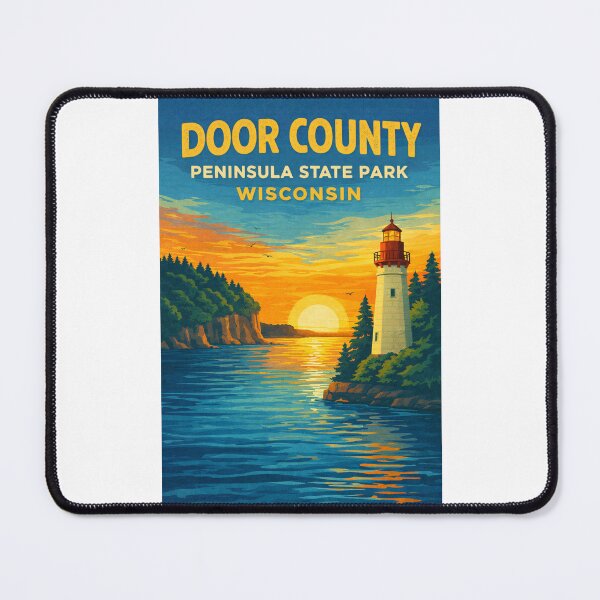 Item preview, Door County Wisconsin Peninsula State Park Lighthouse Lake Michigan Sunset designed and sold by Places On Earth.