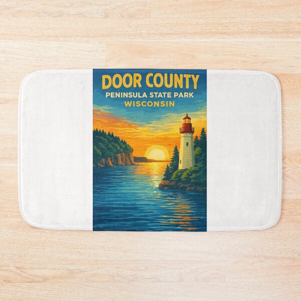 Item preview, Door County Wisconsin Peninsula State Park Lighthouse Lake Michigan Sunset designed and sold by Places On Earth.