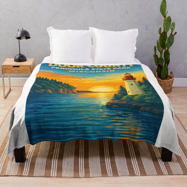 Item preview, Door County Wisconsin Peninsula State Park Lighthouse Lake Michigan Sunset designed and sold by Places On Earth.