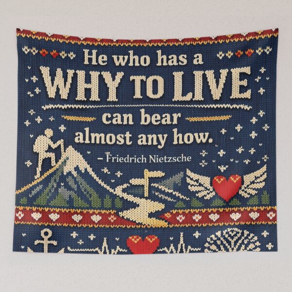 Item preview, Friedrich Nietzsche Why to Live Knitting Pattern Design designed and sold by Mauswohn.