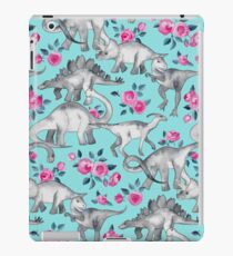 Dinosaurs and Roses – turquoise blue iPad Case/Skin