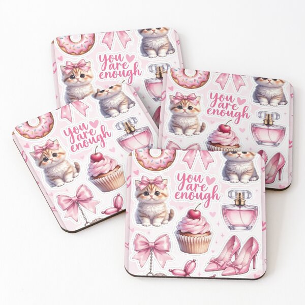 Item preview, You Are Enough Pastel Kitty Sticker Set designed and sold by CoquetteLunaCo.