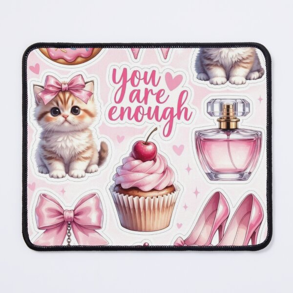 Item preview, You Are Enough Pastel Kitty Sticker Set designed and sold by CoquetteLunaCo.