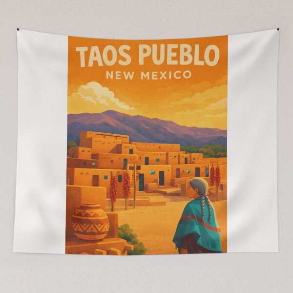 Item preview, Taos Pueblo New Mexico Sangre de Cristo Mountains Historic Adobe Village designed and sold by Places On Earth.