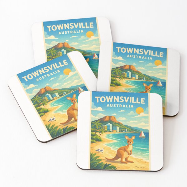 Item preview, Townsville Skyline in Queensland Australia with Kangaroo in the Beach designed and sold by Places On Earth.