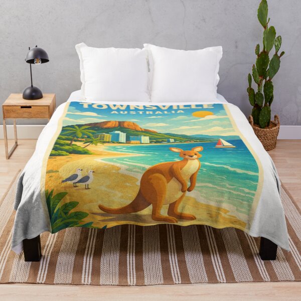 Item preview, Townsville Skyline in Queensland Australia with Kangaroo in the Beach designed and sold by Places On Earth.