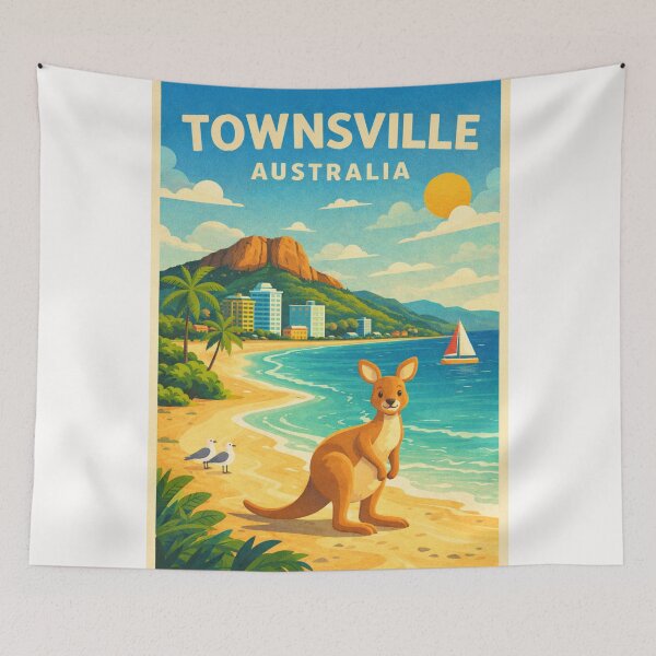 Item preview, Townsville Skyline in Queensland Australia with Kangaroo in the Beach designed and sold by Places On Earth.