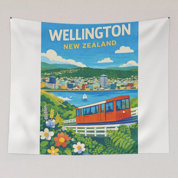 Item preview, Wellington New Zealand Wellington Cable Car and Wellington Harbour Skyline designed and sold by Places On Earth.