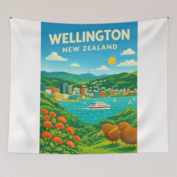 Item preview, Wellington Skyline, New Zealand with View of the Waterfront designed and sold by Places On Earth.