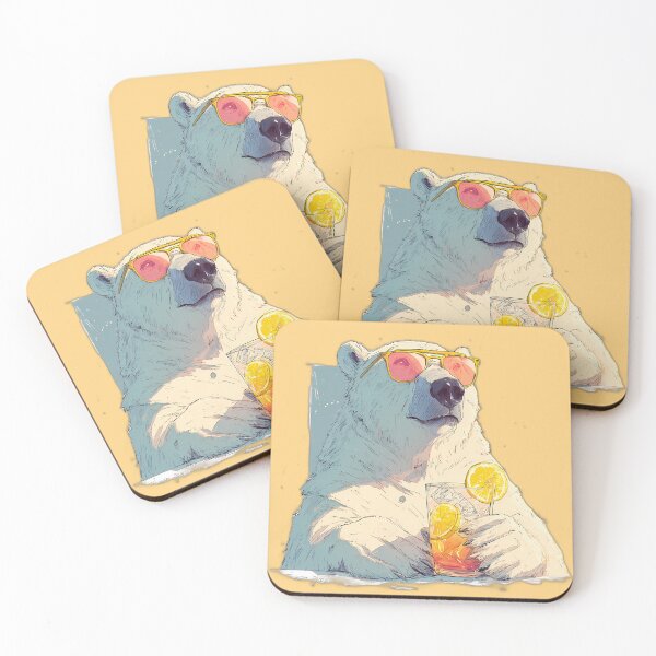 Item preview, Polar Bear in Pink Shades – Citrus Highball “Cool Down” Summer Artwork designed and sold by Beachy Beasts.