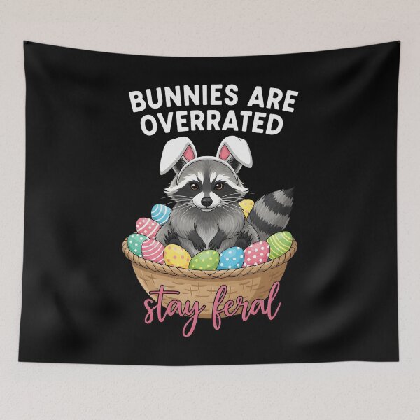 Item preview, Bunnies are Overrated Stay Feral Raccoon Retro Easter Day designed and sold by OlakunleOloroz.