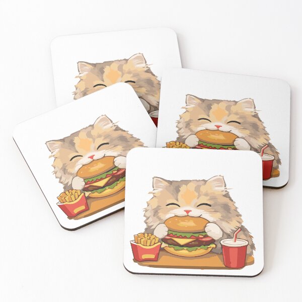 Item preview, Cute Cat Eat Hamburger designed and sold by cimong.