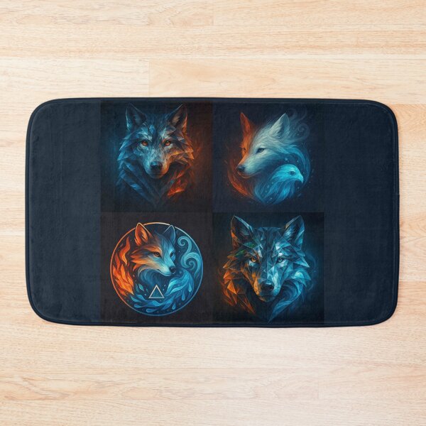 Item preview, Wolf Elemental Spirits – Fire & Ice Energy Wall Art designed and sold by GeoWild Designs.