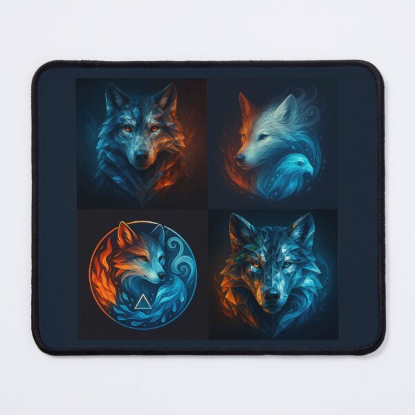 Item preview, Wolf Elemental Spirits – Fire & Ice Energy Wall Art designed and sold by GeoWild Designs.