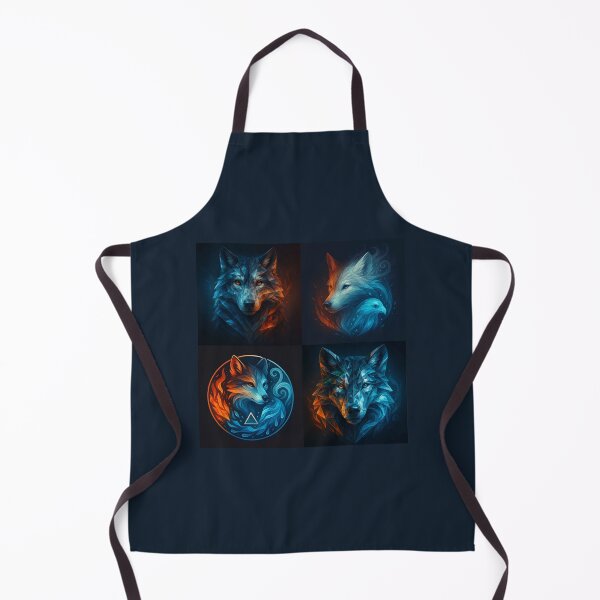 Item preview, Wolf Elemental Spirits – Fire & Ice Energy Wall Art designed and sold by GeoWild Designs.