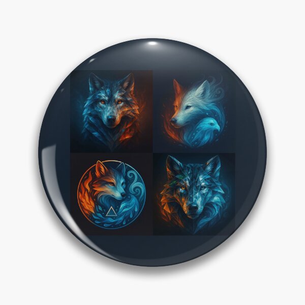 Item preview, Wolf Elemental Spirits – Fire & Ice Energy Wall Art designed and sold by GeoWild Designs.