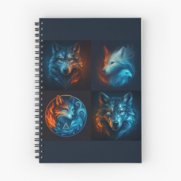 Item preview, Wolf Elemental Spirits – Fire & Ice Energy Wall Art designed and sold by GeoWild Designs.
