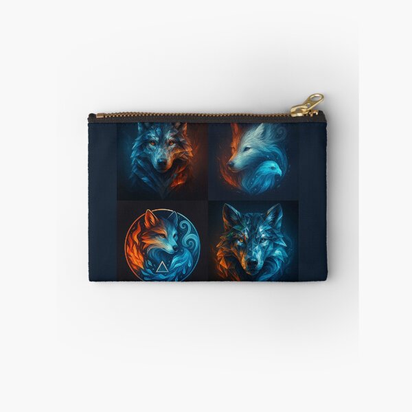 Item preview, Wolf Elemental Spirits – Fire & Ice Energy Wall Art designed and sold by GeoWild Designs.