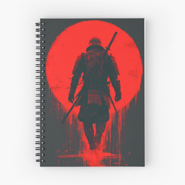 Item preview, Armored Samurai Back View • Blood Red Sun Drip Ink Poster designed and sold by NeonHorizon Studio.