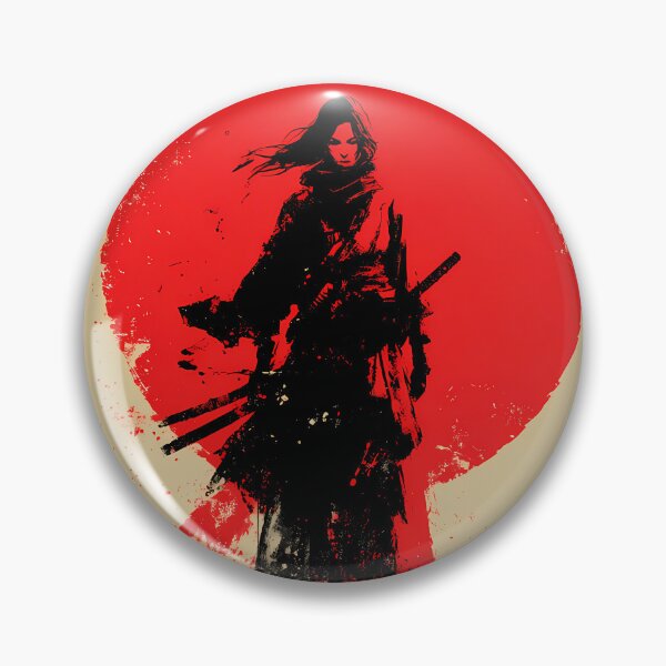 Item preview, Female Ronin Under Red Sun • Ink Splash Samurai Warrior Art designed and sold by NeonHorizon Studio.