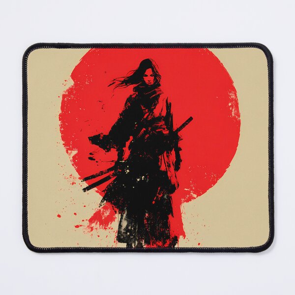 Item preview, Female Ronin Under Red Sun • Ink Splash Samurai Warrior Art designed and sold by NeonHorizon Studio.
