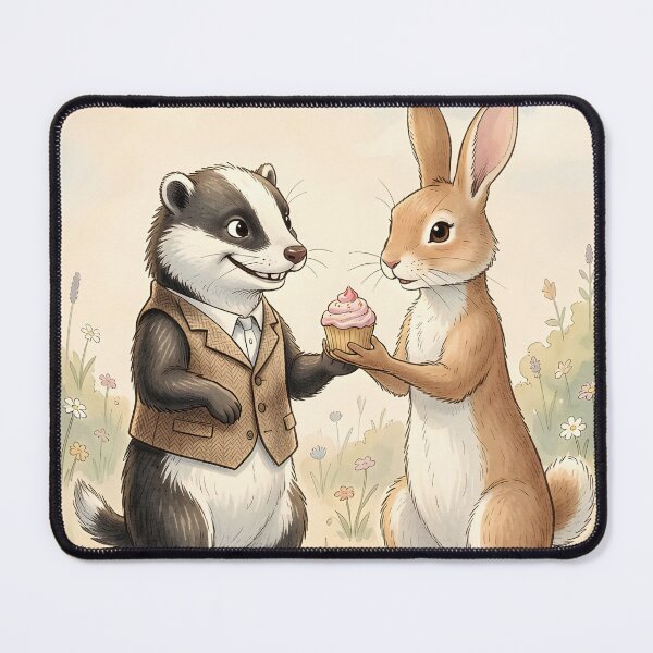 Item preview, Birthday Muffin Surprise – Bunny Badger Celebration designed and sold by EmeraldeaArt.