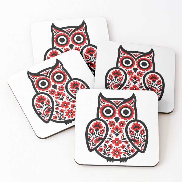 Item preview, Owl in Intricate Red and White patterns designed and sold by AnnArtshock.