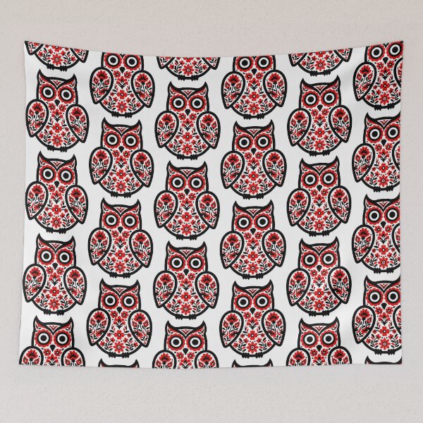 Item preview, Owl in Intricate Red and White patterns designed and sold by AnnArtshock.