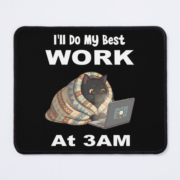 Item preview, I'll Do My Best Work At 3AM Funny Night Owl Black Cat on Laptop Cozy Blanket designed and sold by Jt41.