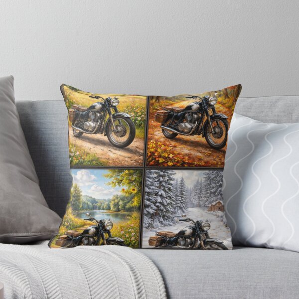 Item preview, Vintage Motorcycle Through the Four Seasons – Framed Art Print designed and sold by Karszul.
