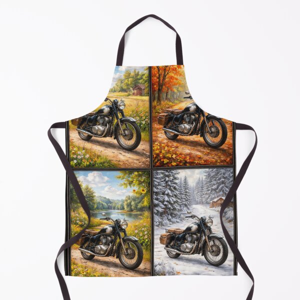 Item preview, Vintage Motorcycle Through the Four Seasons – Framed Art Print designed and sold by Karszul.
