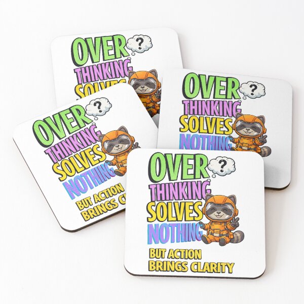 Item preview, Astronaut Raccoon Overthinking - Action Brings Clarity Quote designed and sold by Visual Dept..