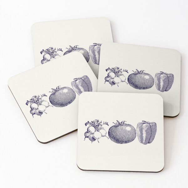 Item preview, Retro Vegetable Sketch Design - Trio of Dark Blue Veggies designed and sold by Bold & Brewed.