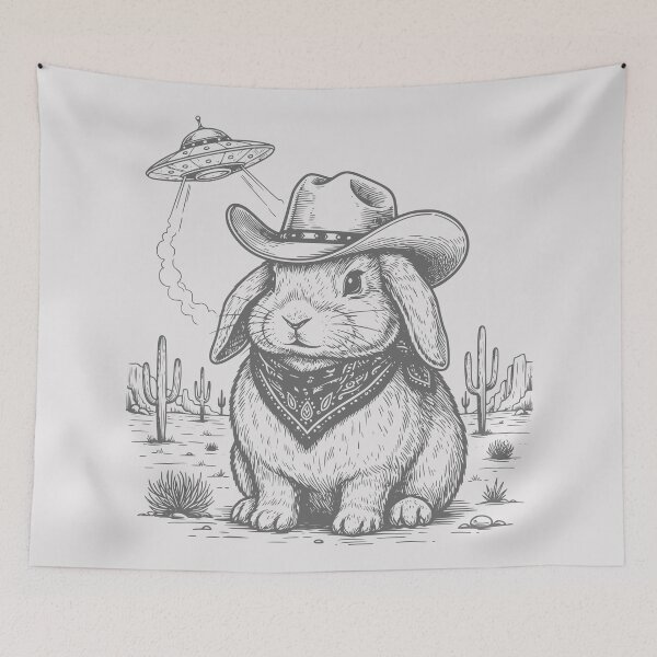 Item preview, Vintage Retro Rabbit UFO Western Country Bunny Wild West Unisex designed and sold by Colorfulman.