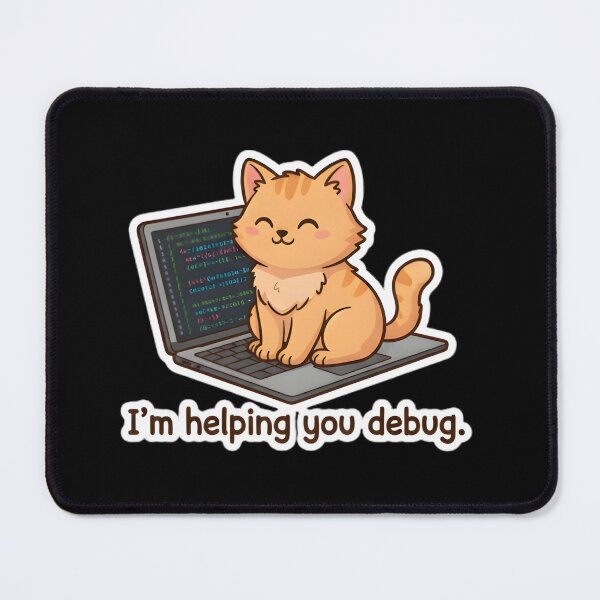 Item preview, I'm Helping You Debug - Funny Coding Cat on Laptop designed and sold by Runes & Embers .