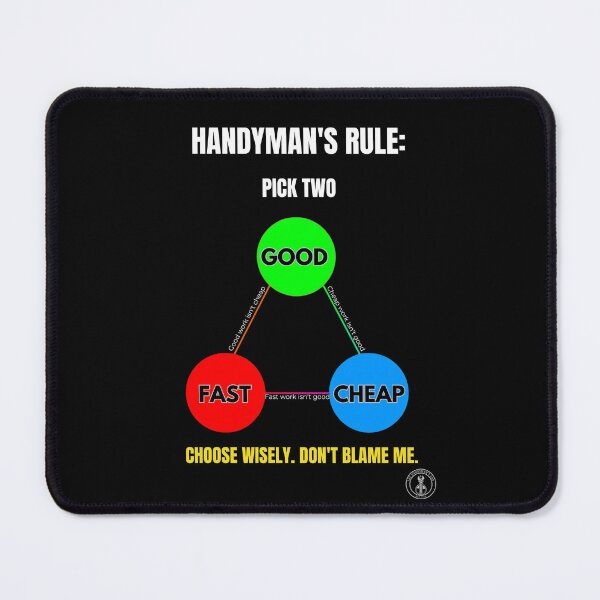 Item preview, Funny Handyman Rule - Good Fast Cheap Pick Two Diagram designed and sold by The Handyman's Lab.