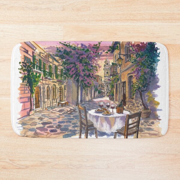 Item preview, Rethymno Street Scene Painting with Venetian Architecture and Warm Light designed and sold by artshop77.
