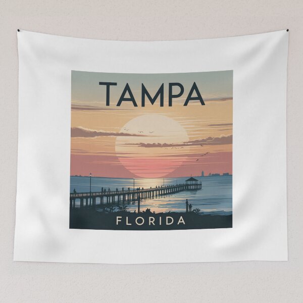 Item preview, Tampa Florida Sunset Pier - Vintage Travel Style designed and sold by CircinusStore.
