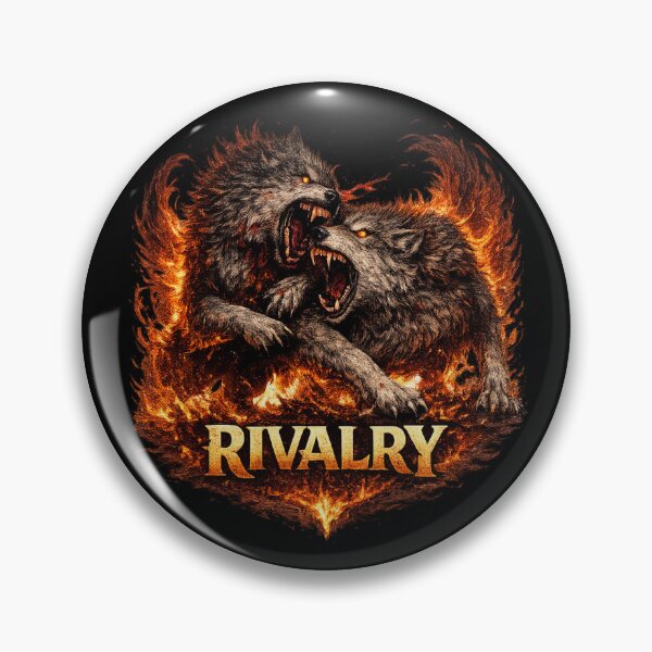 Item preview, Rivalry Wolves in Flames – Alpha Wolf Battle Dark Fantasy Art designed and sold by VivaThread.