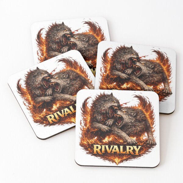 Item preview, Rivalry Wolves in Flames – Alpha Wolf Battle Dark Fantasy Art designed and sold by VivaThread.