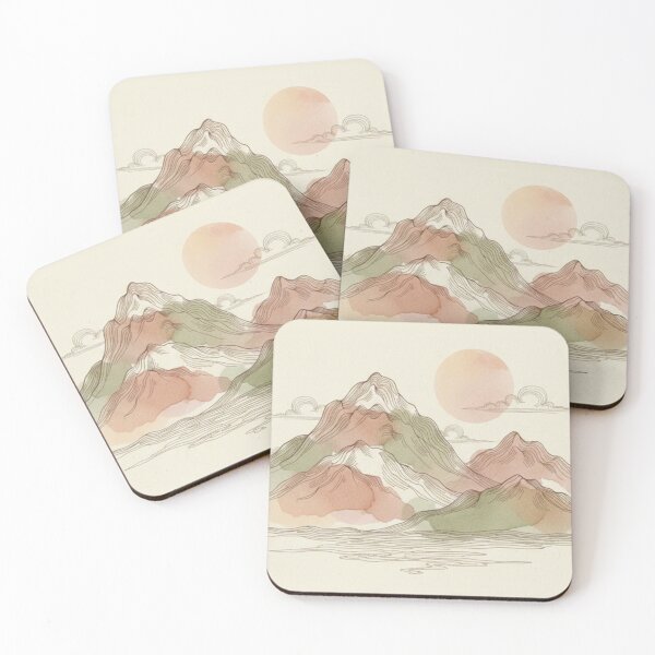 Item preview, Serene Earthy Mountain Range - Minimalist Japanese Watercolor Landscape designed and sold by StickrSupply.