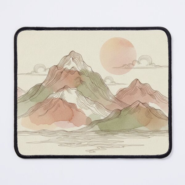 Item preview, Serene Earthy Mountain Range - Minimalist Japanese Watercolor Landscape designed and sold by StickrSupply.