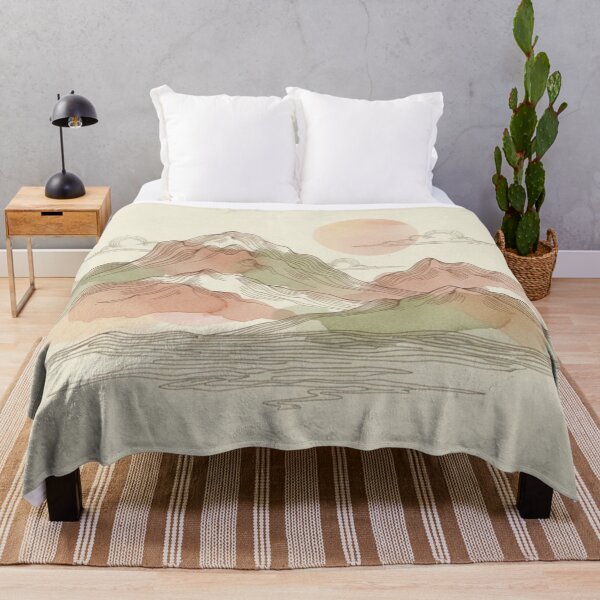 Item preview, Serene Earthy Mountain Range - Minimalist Japanese Watercolor Landscape designed and sold by StickrSupply.