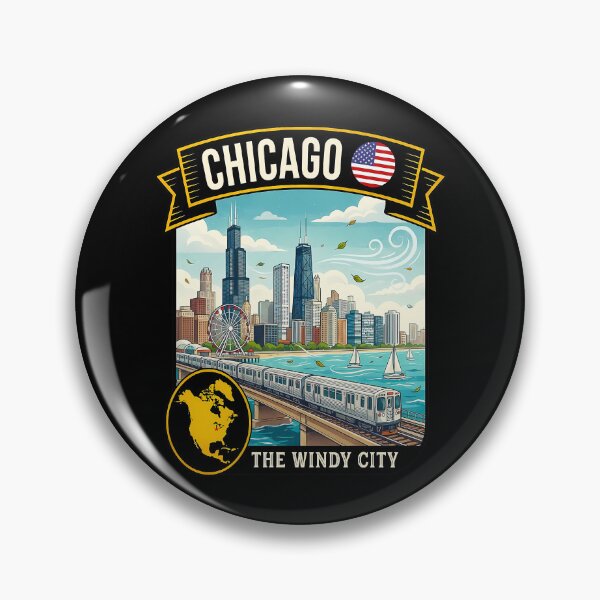 Item preview, Chicago Illinois The Windy City Vintage Travel Art designed and sold by sky11PP.