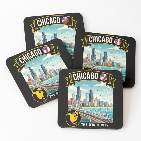 Item preview, Chicago Illinois The Windy City Vintage Travel Art designed and sold by sky11PP.