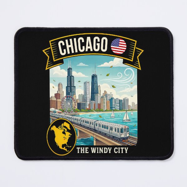 Item preview, Chicago Illinois The Windy City Vintage Travel Art designed and sold by sky11PP.