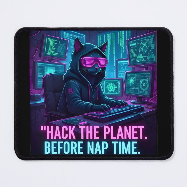 Item preview, Cyberpunk Hacker Cat - Hack The Planet Before Nap Time Funny Tech designed and sold by Runes & Embers .